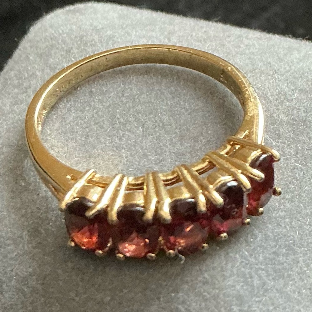 Garnet, gold-plated cocktail ring .925, size 10 - 10.5 - Picture 4 of 8